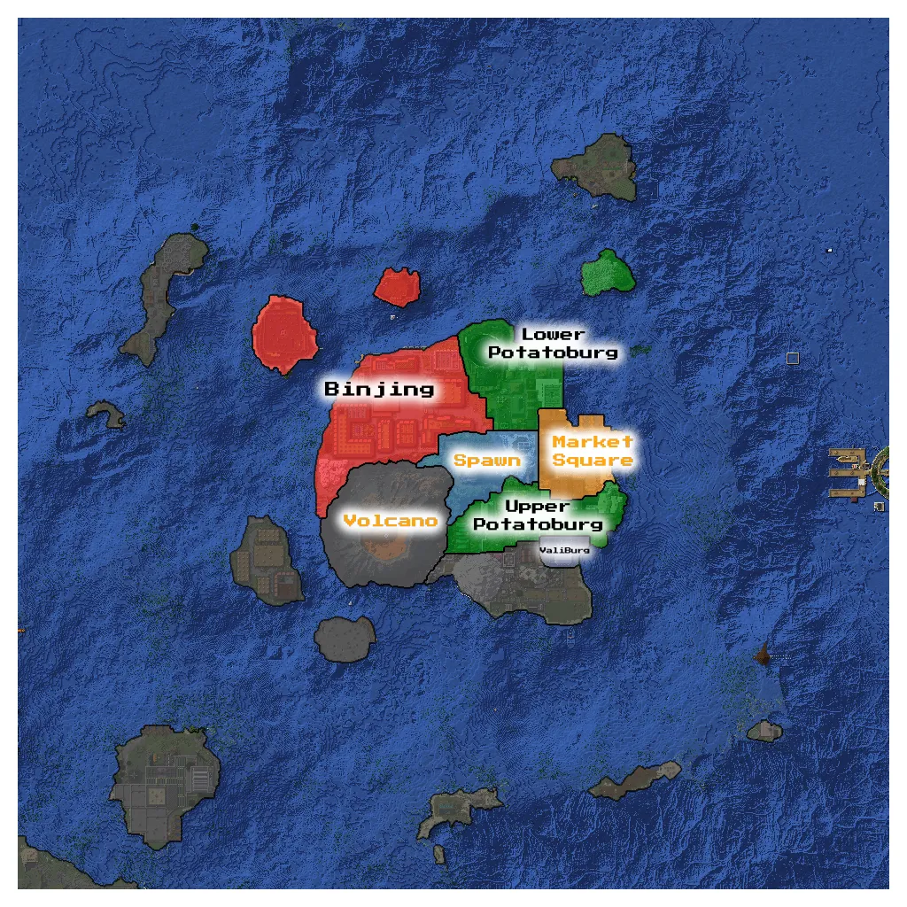 Map of all regions on the Alinea server
