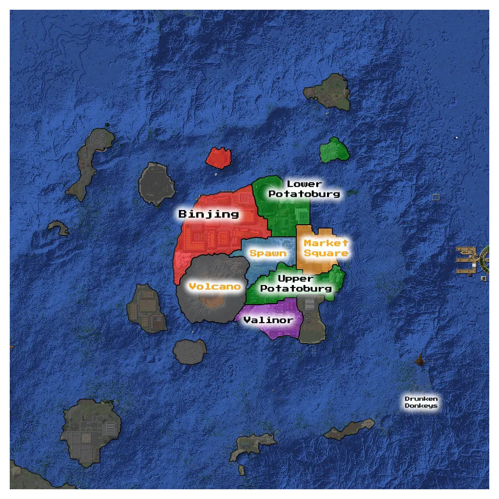 Map of all regions on the Alinea server